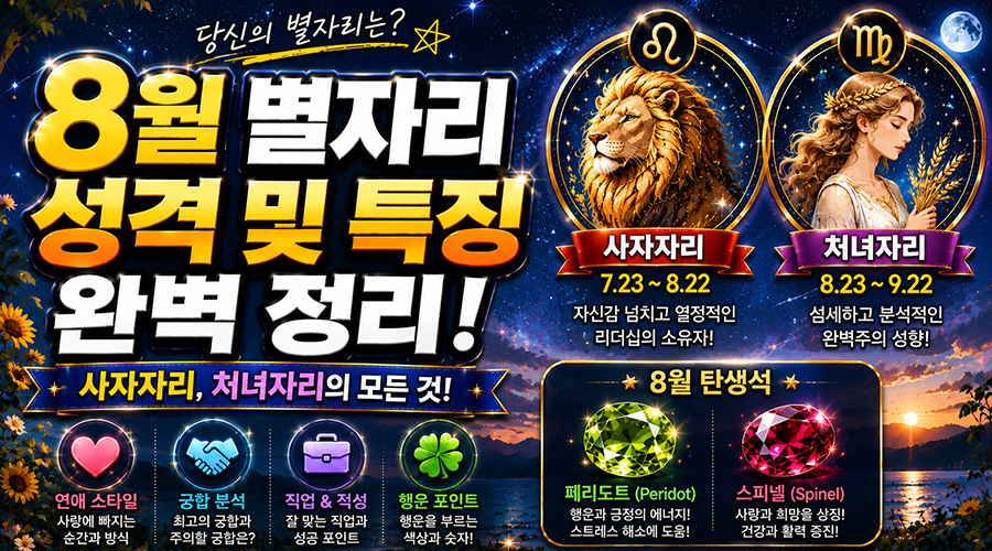 8월 별자리 성격 및 특징 완벽 정리 (사자자리, 처녀자리)