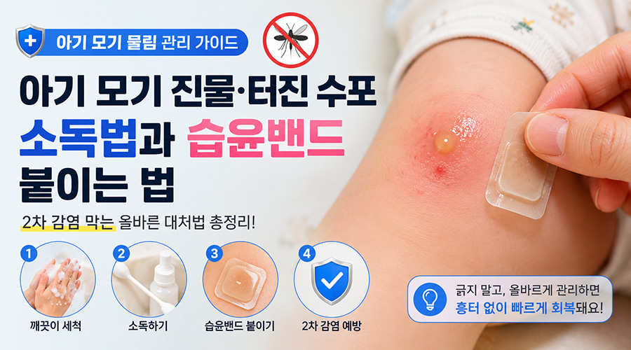 아기 모기 진물 터진 수포 소독법과 2차 감염 막는 습윤밴드 붙이는 법