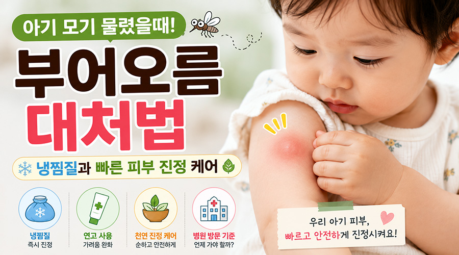아기 모기 물렸을때 부어오름 대처법! 냉찜질과 빠른 피부 진정 케어
