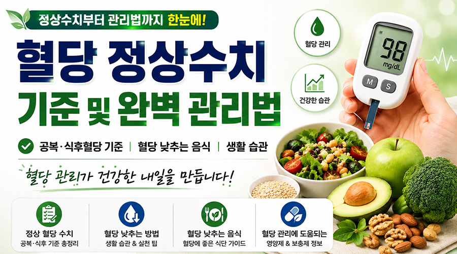 혈당 정상수치 기준 및 완벽 관리법 (공복/식후혈당, 낮추는 음식)