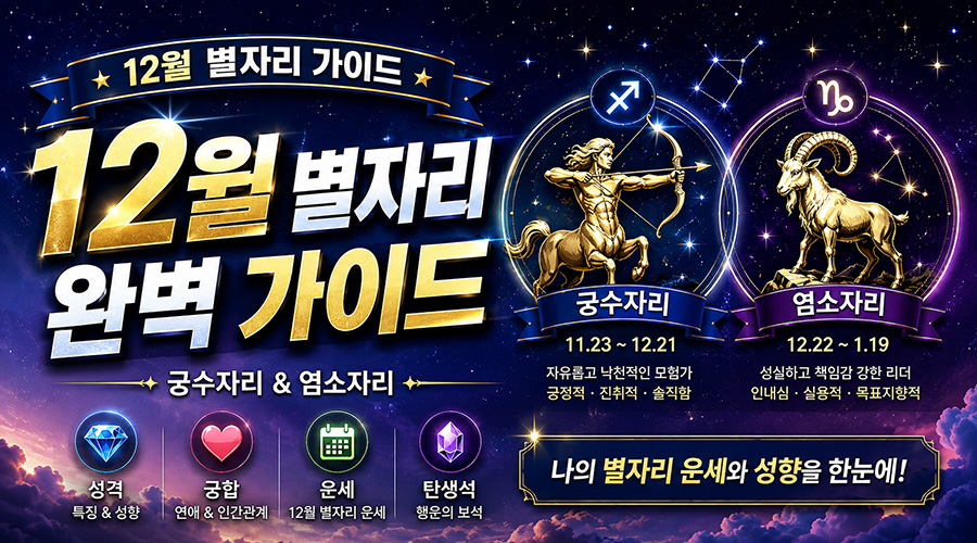 12월 별자리 가이드: 궁수자리와 염소자리 날짜, 성격, 궁합 총정리