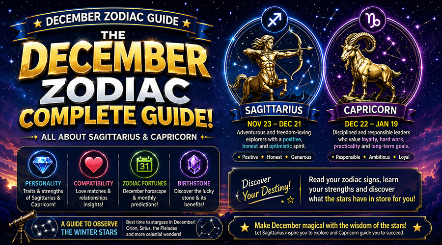 December Zodiac Signs Guide: Sagittarius & Capricorn Dates, Traits, and Compatibility