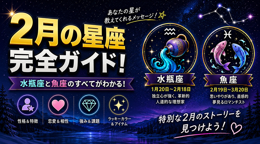2月生まれの星座 みずがめ座とうお座のイメージイラスト