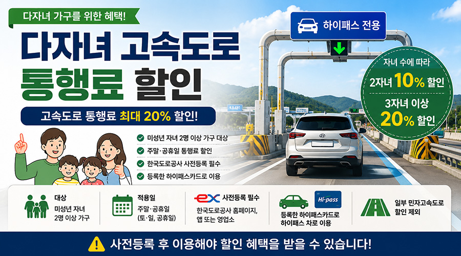다자녀 고속도로 통행료 할인 신청방법