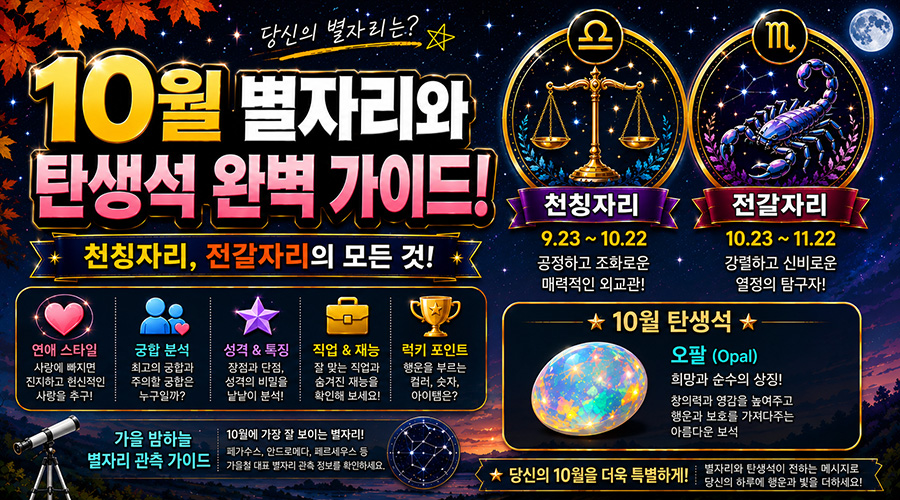 10월 별자리와 탄생석 완벽 가이드! 천칭자리, 전갈자리 성격 및 오팔의 의미